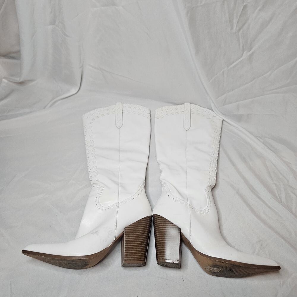 Berness White Leather Tall Western Boot Size 9 Cowgirl Boots